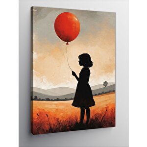 Kanvas Tablo Kırmızı Balonlu Kız 70x100 cm