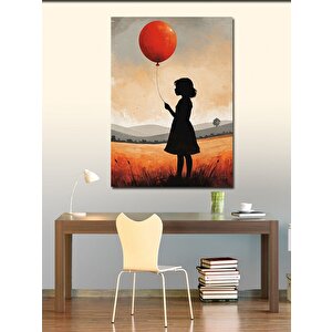 Kanvas Tablo Kırmızı Balonlu Kız 70x100 cm