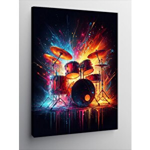 Kanvas Tablo Neon Davul Performansı 50x70 cm