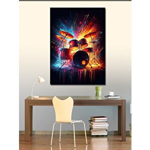 Kanvas Tablo Neon Davul Performansı 50x70 cm