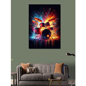Kanvas Tablo Neon Davul Performansı 50x70 cm