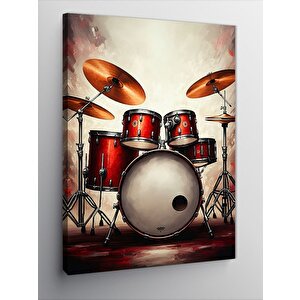Kanvas Tablo Kırmızı Davul Seti 70x100 cm