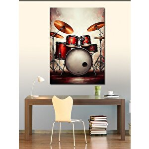 Kanvas Tablo Kırmızı Davul Seti 70x100 cm