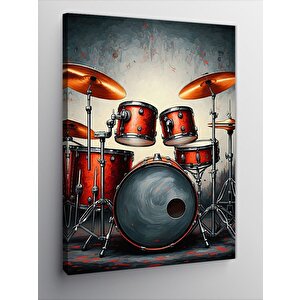 Kanvas Tablo Kırmızı Davul Seti 50x70 cm