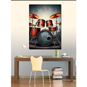 Kanvas Tablo Kırmızı Davul Seti 70x100 cm