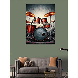 Kanvas Tablo Kırmızı Davul Seti 70x100 cm