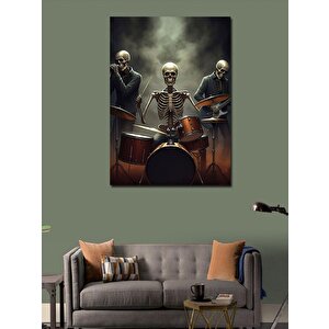 Kanvas Tablo İskelet Davulcular 50x70 cm