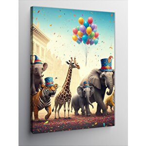 Kanvas Tablo Balonlu Hayvanlar 100x140 cm