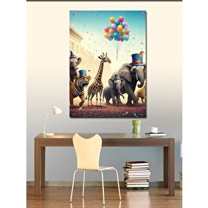 Kanvas Tablo Balonlu Hayvanlar 100x140 cm