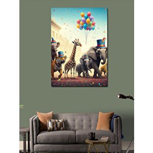 Kanvas Tablo Balonlu Hayvanlar 100x140 cm