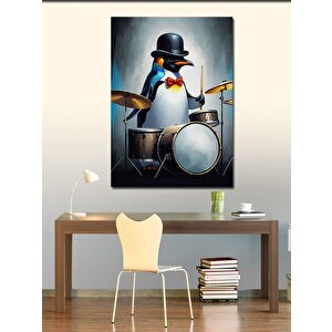 Kanvas Tablo Davul Çalan Penguen 50x70 cm