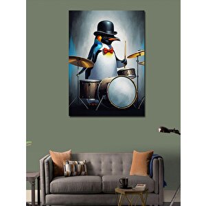 Kanvas Tablo Davul Çalan Penguen 50x70 cm