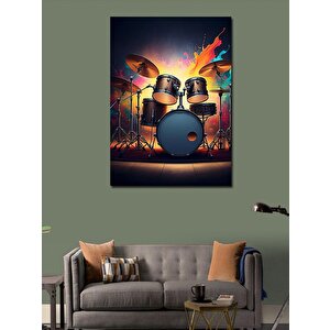 Kanvas Tablo Alevli Davul Seti 100x140 cm