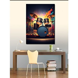 Kanvas Tablo Alevli Davul Seti 70x100 cm