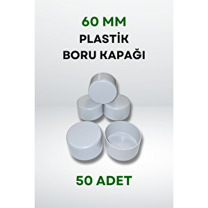 Plastik Boru Kapağı 60 MM (50 Adet) - Açık Gri Açık Gri