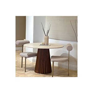 Milas Natural Ahşap Bohem Yemek Masası 120x120