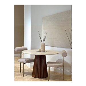Milas Natural Ahşap Bohem Yemek Masası 120x120