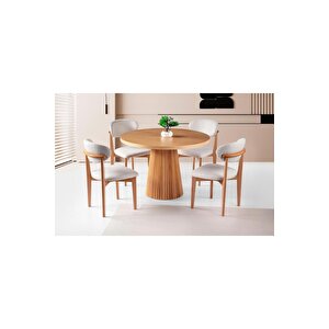 Milas Natural Ahşap Bohem Yemek Masası 120x120