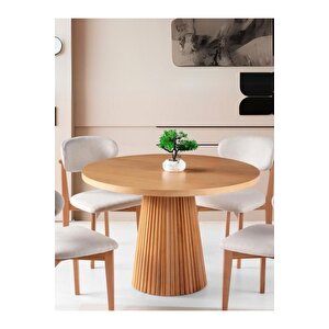 Milas Natural Ahşap Bohem Yemek Masası 120x120