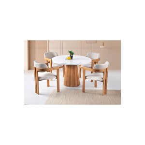 Milas Natural Ahşap Bohem Yemek Masası 120x120
