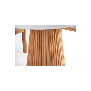 Milas Natural Ahşap Bohem Yemek Masası 120x120