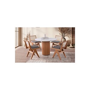 Breeze Yuvarlak Ahşap Bohem Masa 130x130