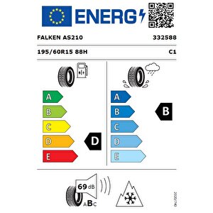 195/60 R15 Tl 88h Euroall Season As210 Dört Mevsim Lastiği (üretim Tarihi:2024)