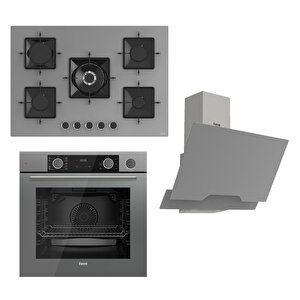 Steamart Ss Serisi Gri Set (ss038 + Xe64cpr +d065 ) -75'lik Seri Kare Emaye Izgara