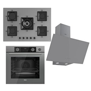 Steamart Ss Serisi Gri Set (ss038 + Xe64cpr +d079 ) -75'lik Seri Kare Emaye Izgara