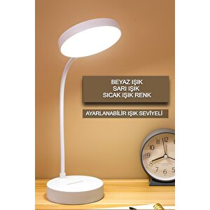 Şarjlı Masa Lambası 3 Farklı Işık Renkli Ayarlanabilir Işıklı Ders,kitap Okuma, Çalışma Masa Lambası