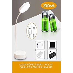 Şarjlı Dokunmatik 20 Led Çalışma Okuma Işığı Masa Lambası Ayarlanabilir Işık 3 Farklı Renk Ton