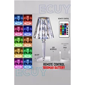 Dekoratif Şarjlı Kristal Led Masa Ve Gece Lambası Ev Salon Dekor Işığı Kumandalı Kristal Abajur  Rgb