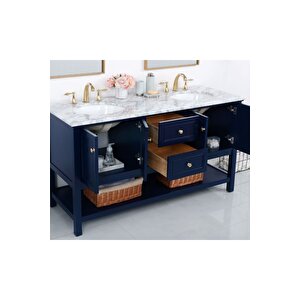 Ahşap Tutku Banyo Dolabı Lacivert