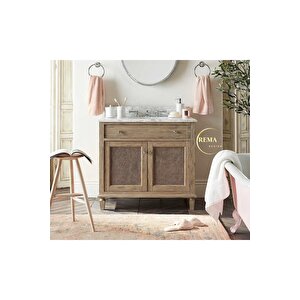 Ahşap Taşra Banyo Dolabı Doğal Jüt