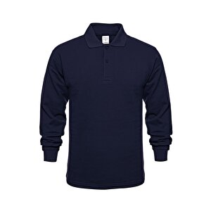 Polo Yaka Lacivert Uzun Kol Sweatshirt İş Elbisesi