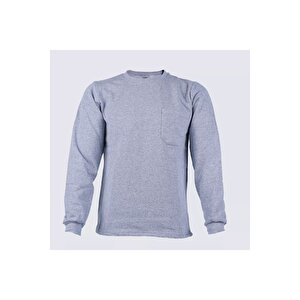 Bisiklet Yaka Gri Uzun Kol Sweatshirt