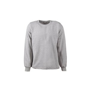 Bisiklet Yaka Gri Uzun Kol Sweatshirt