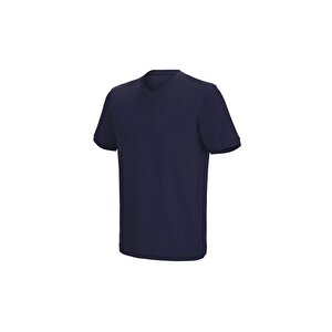 V Yaka Lacivert Kısa Kol Tshirt İş Elbisesi