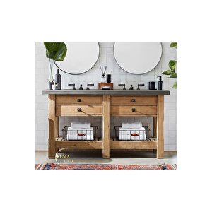Ahşap Savarona Banyo Dolabı Siyah