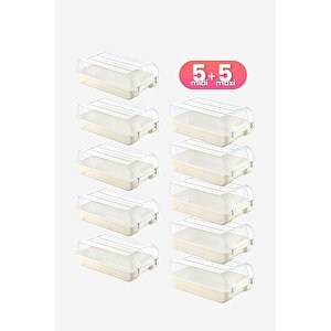 10'lu Set 5 Kadın & 5 Erkek Latte Ayakkabı Kutusu