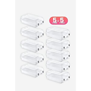 10'lu Set 5 Kadın & 5 Erkek Beyaz Ayakkabı Kutusu