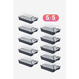 10'lu Set 5 Kadın & 5 Erkek Antrasit Ayakkabı Kutusu