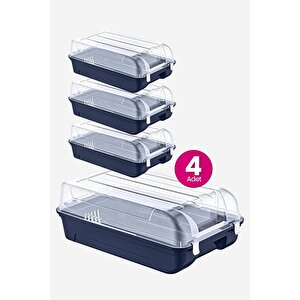4'lü Set Erkek Lacivert Ayakkabı Kutusu