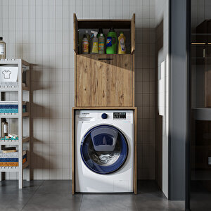 Roomart Luna Çamaşır Sepetli Çamaşır Makinesi Dolabı , Kirli Sepetli Çok Amaçlı Dolap