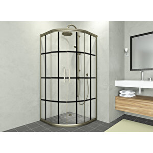 Alonza Temperli 6 Mm Oval Cam Duşakabin Bronz Profil Siyah Karolaj Cam 130x130 cm