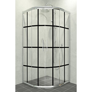 Alonza Temperli 6 Mm Oval Cam Duşakabin Krom Profil Siyah Karolaj Cam 80x80 cm