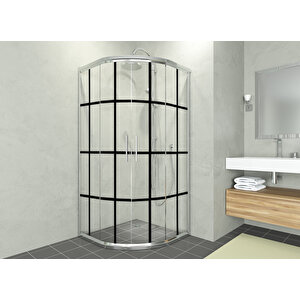 Alonza Temperli 6 Mm Oval Cam Duşakabin Krom Profil Siyah Karolaj Cam 80x80 cm
