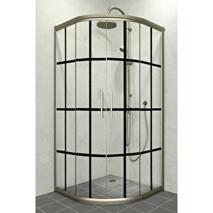 Alonza Temperli 6 Mm Oval Cam Duşakabin Bronz Profil Siyah Karolaj Cam 140x140 cm