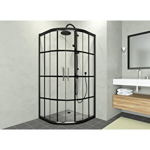 Alonza Temperli 6 Mm Oval Cam Duşakabin Siyah Profil Siyah Karolaj Cam 130x130 cm