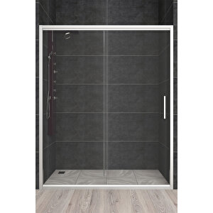 Carmen Temperli 6 Mm Ön Cephe Cam Duşakabin Mat Krom Profil Şeffaf Cam 136 cm